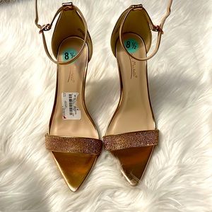 Brand new pointed toe stiletto heels Gold sandals